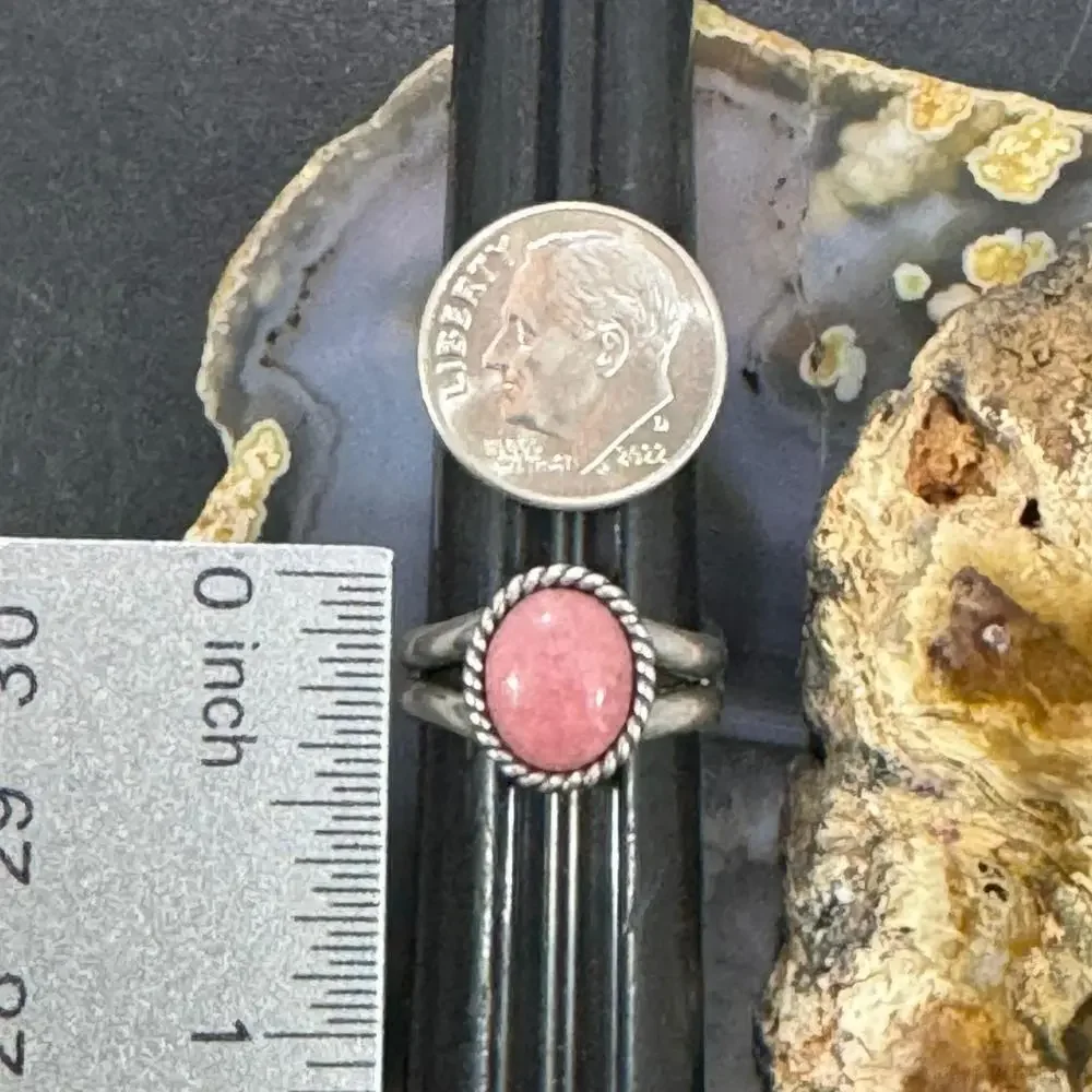 Carolyn Pollack Sterling Silver Oval Rhodonite Ring Size 6 For Women